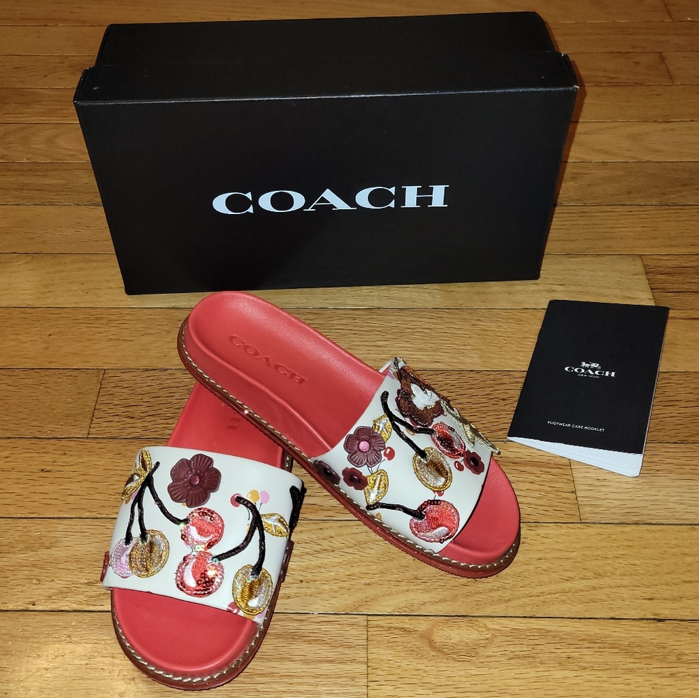 Coach Patch Sport Slide Sandals Cherries, Flowers, Star & Sequins Size 5 NIB